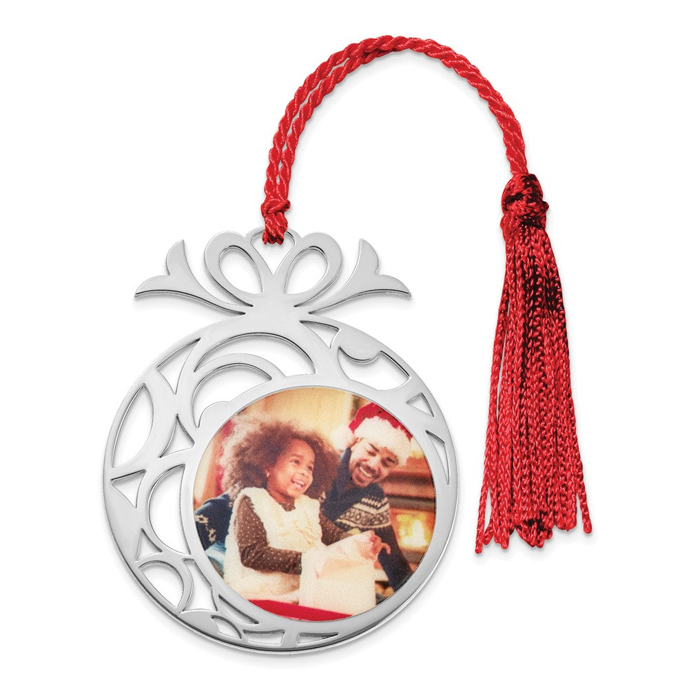 Sterling Silver Rhodium plated Large Circle Picture Ornament