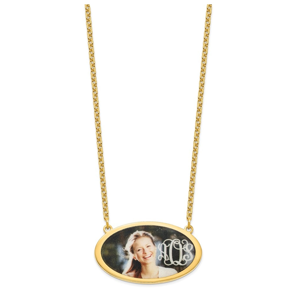 Sterling Silver/Gold-plated Oval Picture Jewelry Necklace