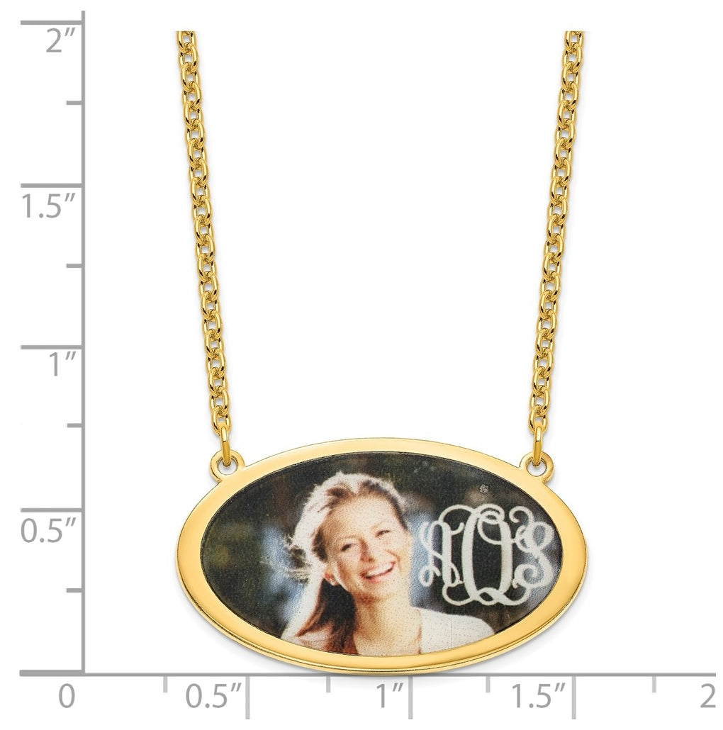 Sterling Silver/Gold-plated Oval Picture Jewelry Necklace