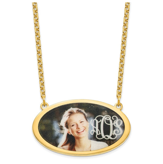 Sterling Silver/Gold-plated Oval Picture Jewelry Necklace