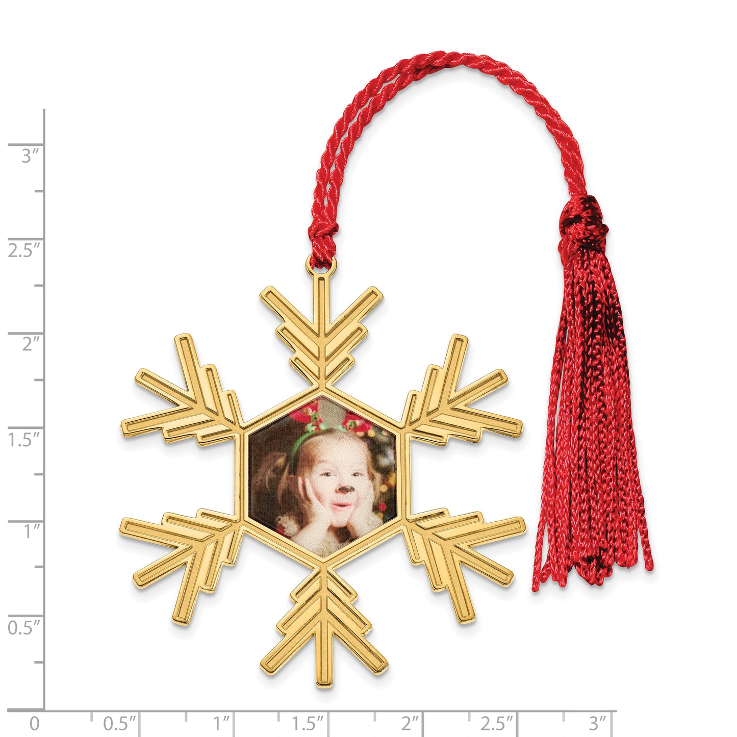 Sterling Silver Gold plated Snowflake Picture Ornament