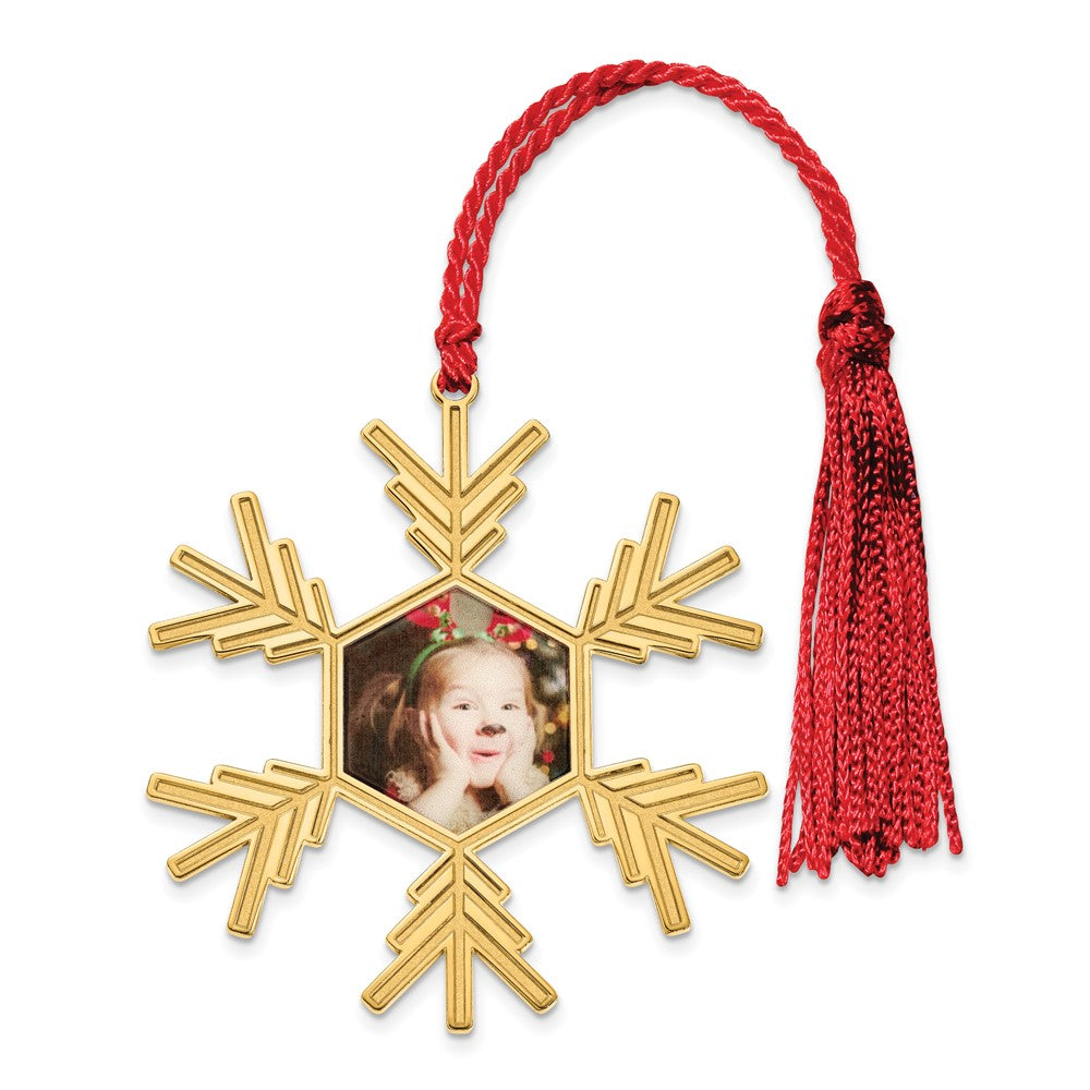 Sterling Silver Gold plated Snowflake Picture Ornament