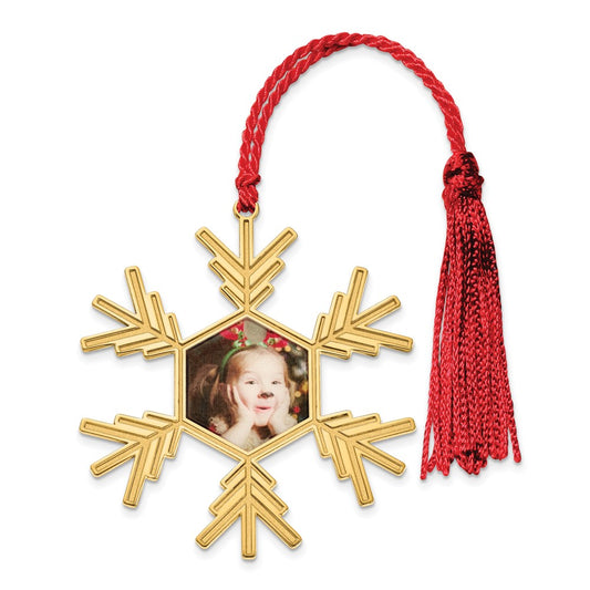Sterling Silver Gold plated Snowflake Picture Ornament