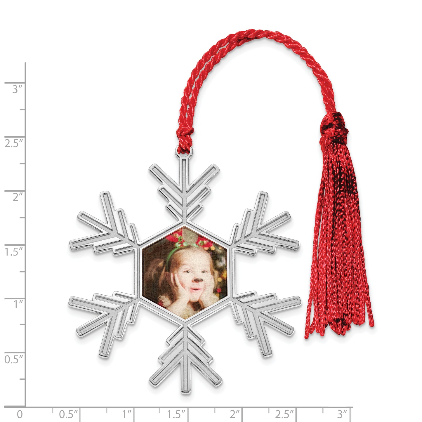 Sterling Silver Rhodium plated Snowflake Picture Ornament