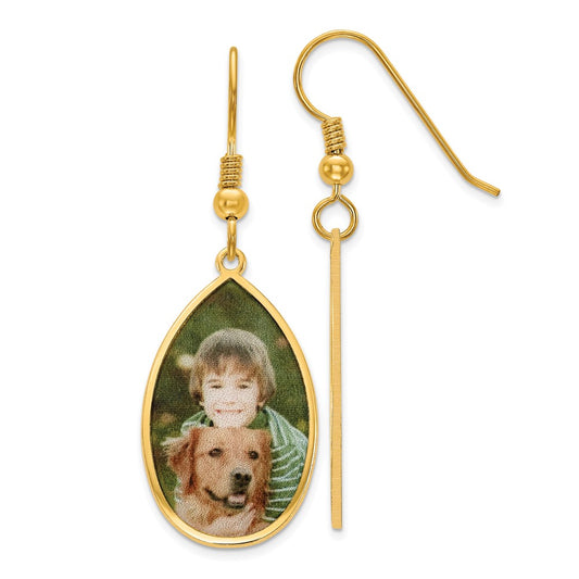 Sterling Silver Gold plated Teardrop Picture Jewelry Earrings