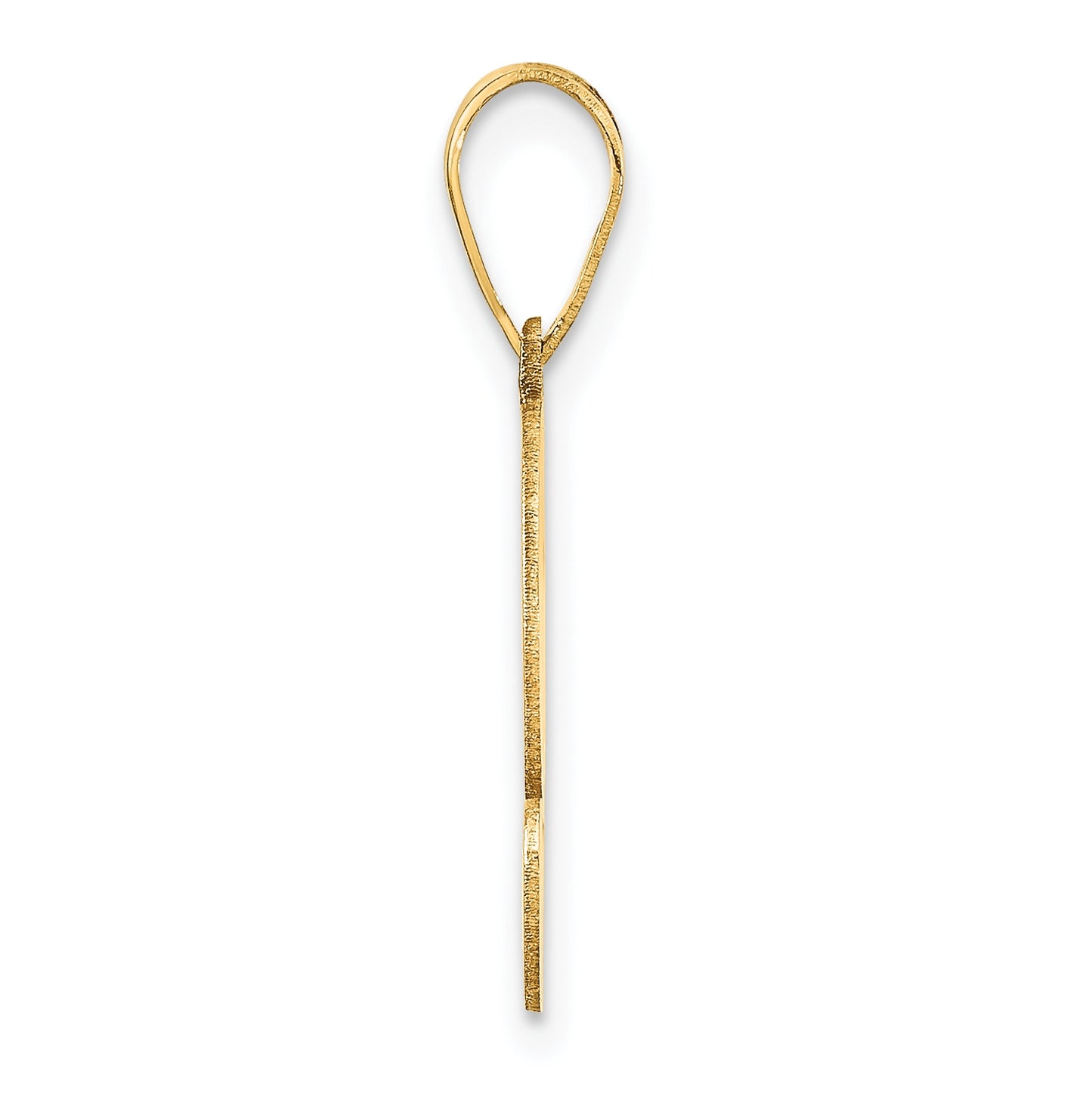 14K Yellow Gold Brushed Border Script Number 2 Pendant