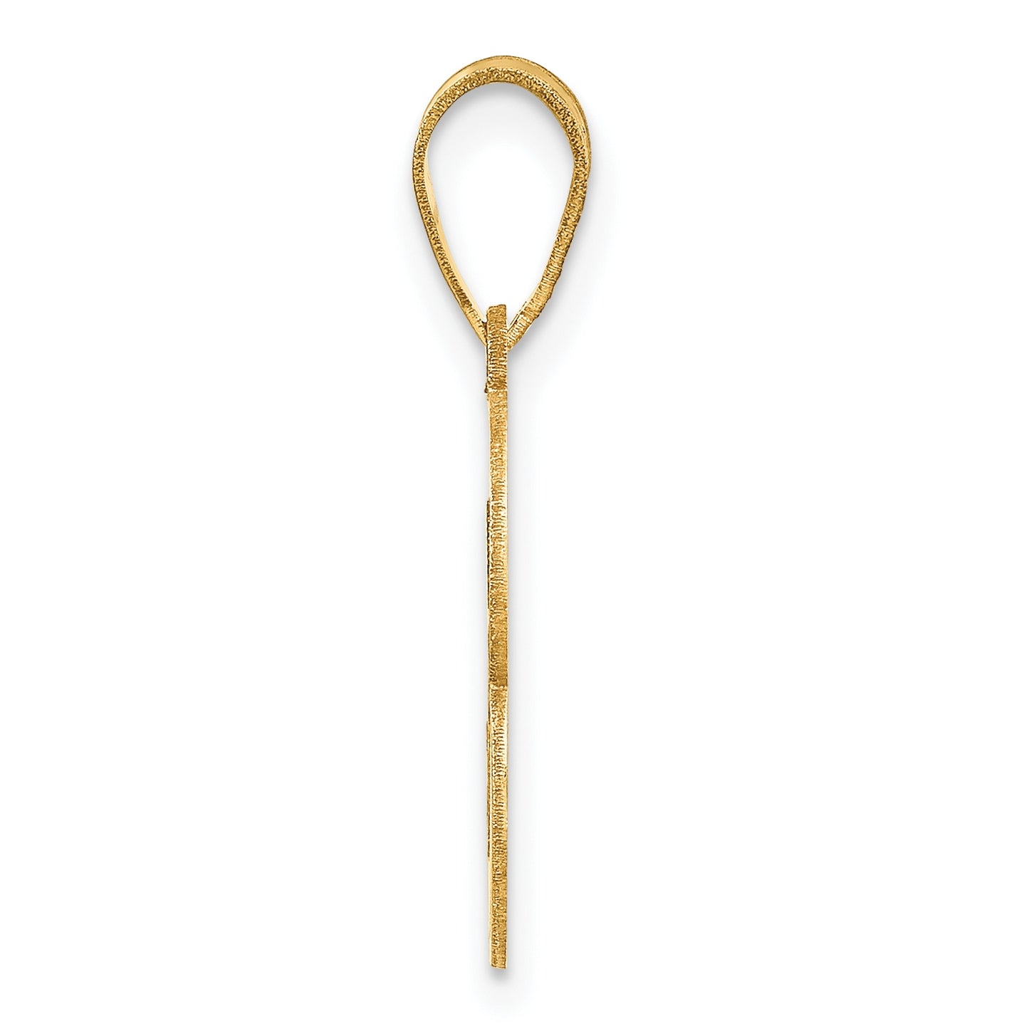 14K Yellow Gold Brushed Border Script Number 3 Pendant