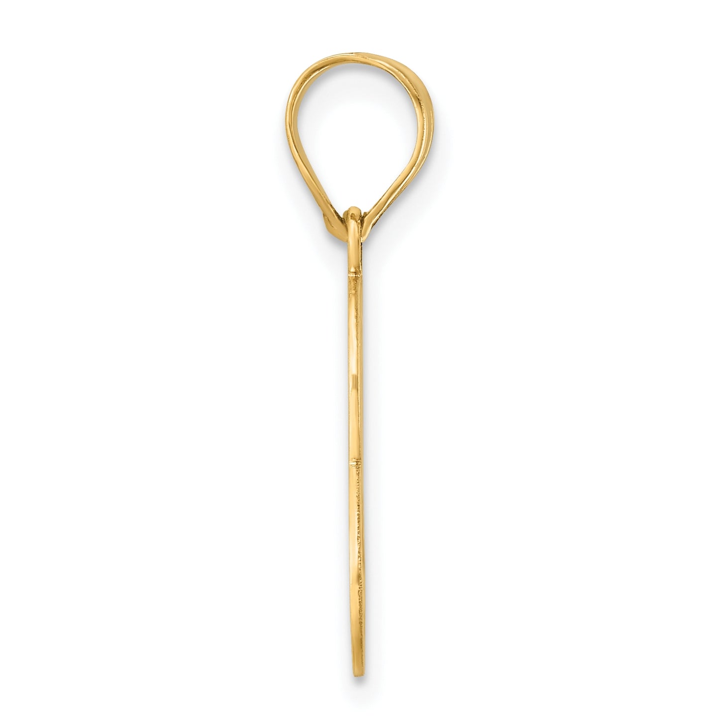 14K Yellow Gold Brushed Border Script Number 8 Pendant
