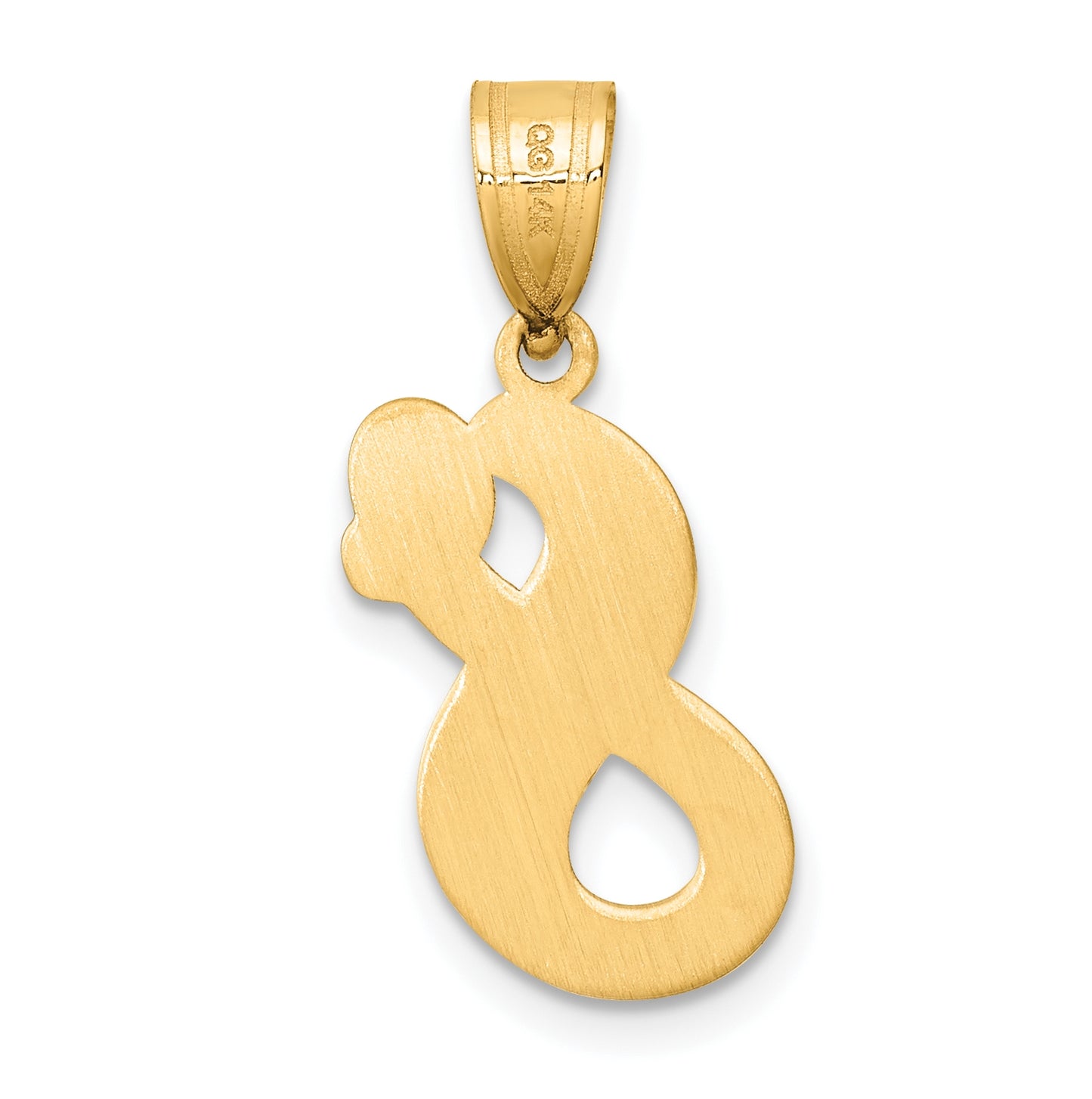 14K Yellow Gold Brushed Border Script Number 8 Pendant