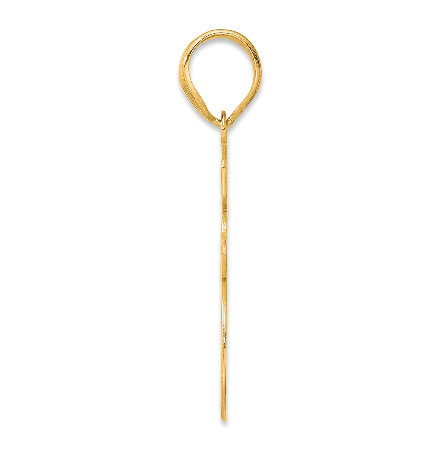 14K Yellow Gold Brushed Border Script Number 45 Pendant