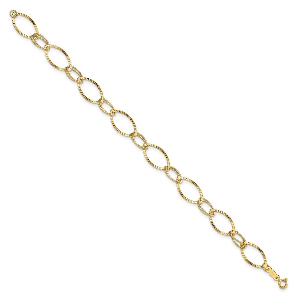 14K Yellow Gold Fancy Link Bracelet – Elegant Jewelry Gift for Birthday, Anniversary, Engagement, Wedding
