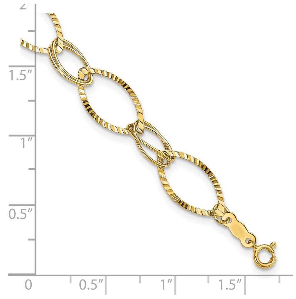 14K Yellow Gold Fancy Link Bracelet – Elegant Jewelry Gift for Birthday, Anniversary, Engagement, Wedding
