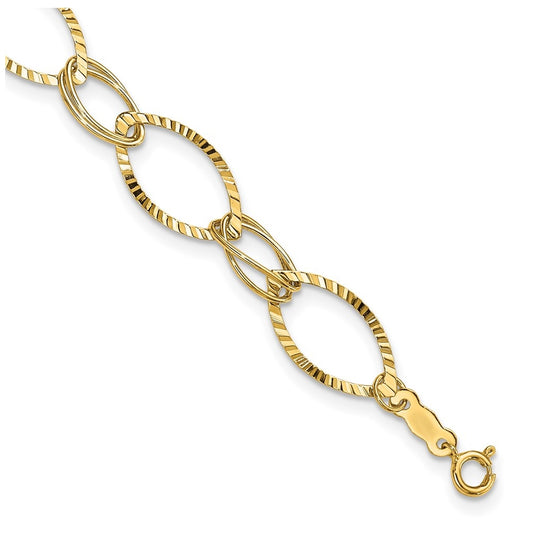 14K Yellow Gold Fancy Link Bracelet – Elegant Jewelry Gift for Birthday, Anniversary, Engagement, Wedding
