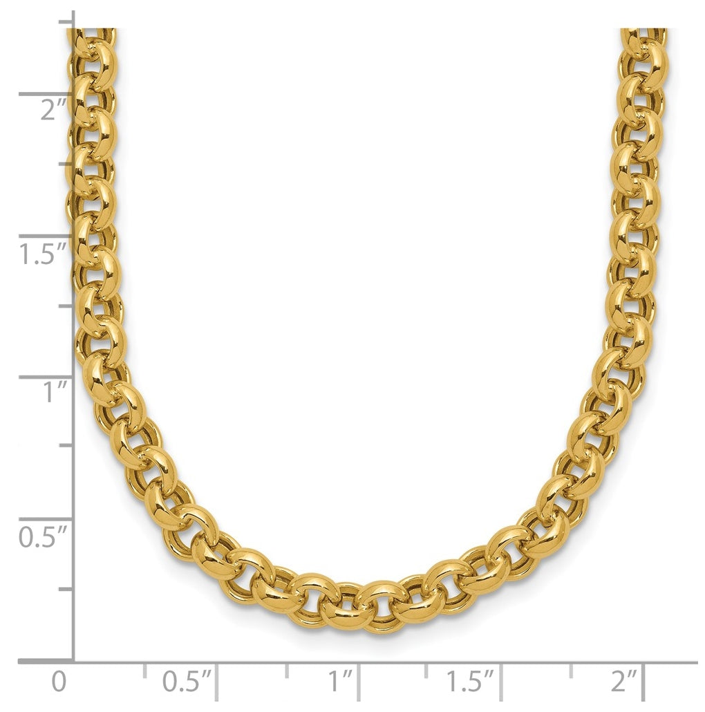 14K Yellow Gold 18in 5mm Polished Fancy Rolo Link Necklace – Elegant Jewelry Gift for Birthday, Anniversary, Engagement, Wedding