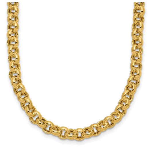 14K Yellow Gold 18in 5mm Polished Fancy Rolo Link Necklace – Elegant Jewelry Gift for Birthday, Anniversary, Engagement, Wedding
