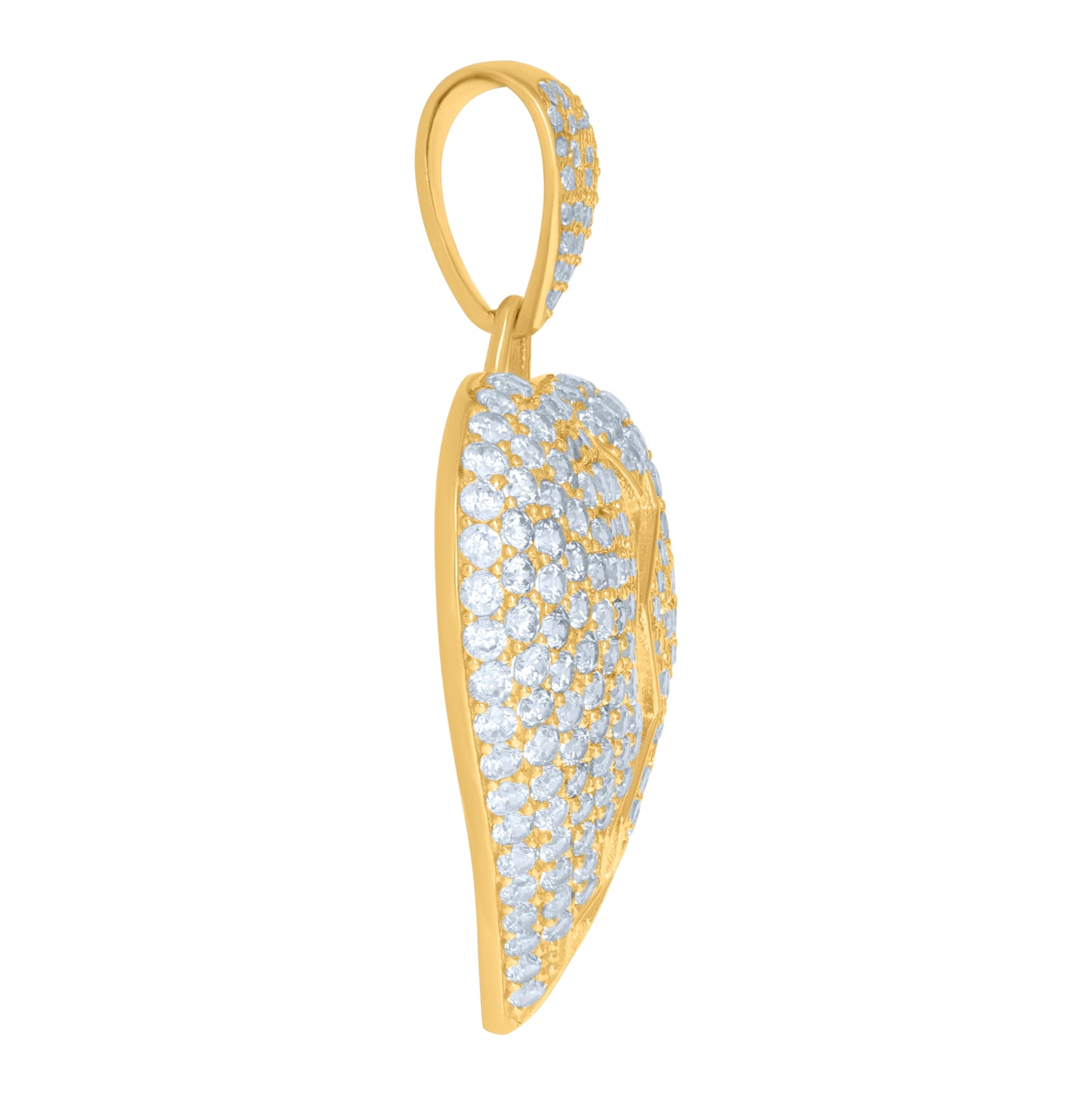10K Yellow Gold Womens Cubic Zirconia Heart Red Enamel Break Charm Pendant