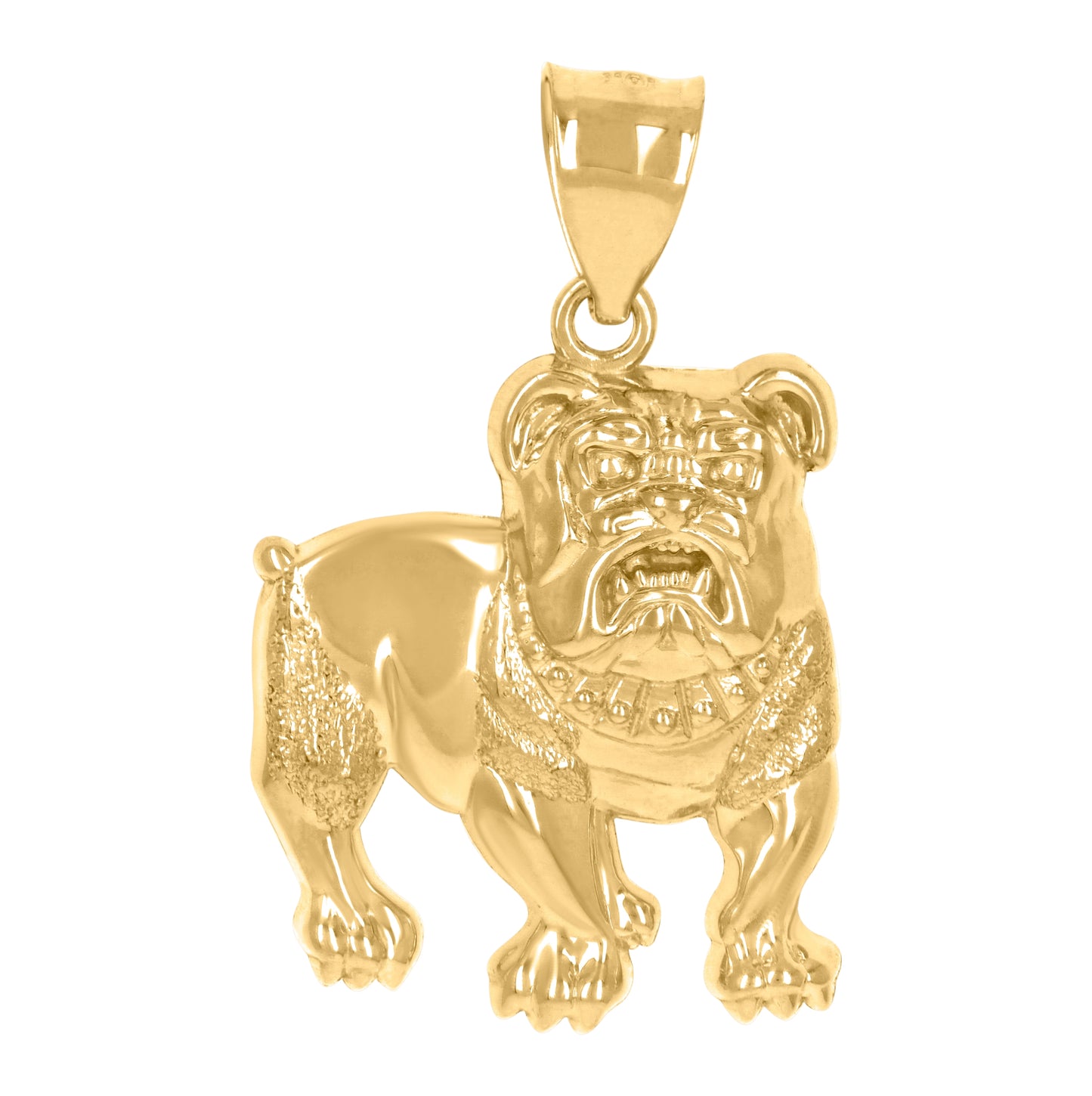 10K Yellow Gold Mens Wildlife Animal Bull Dog Charm Pendant