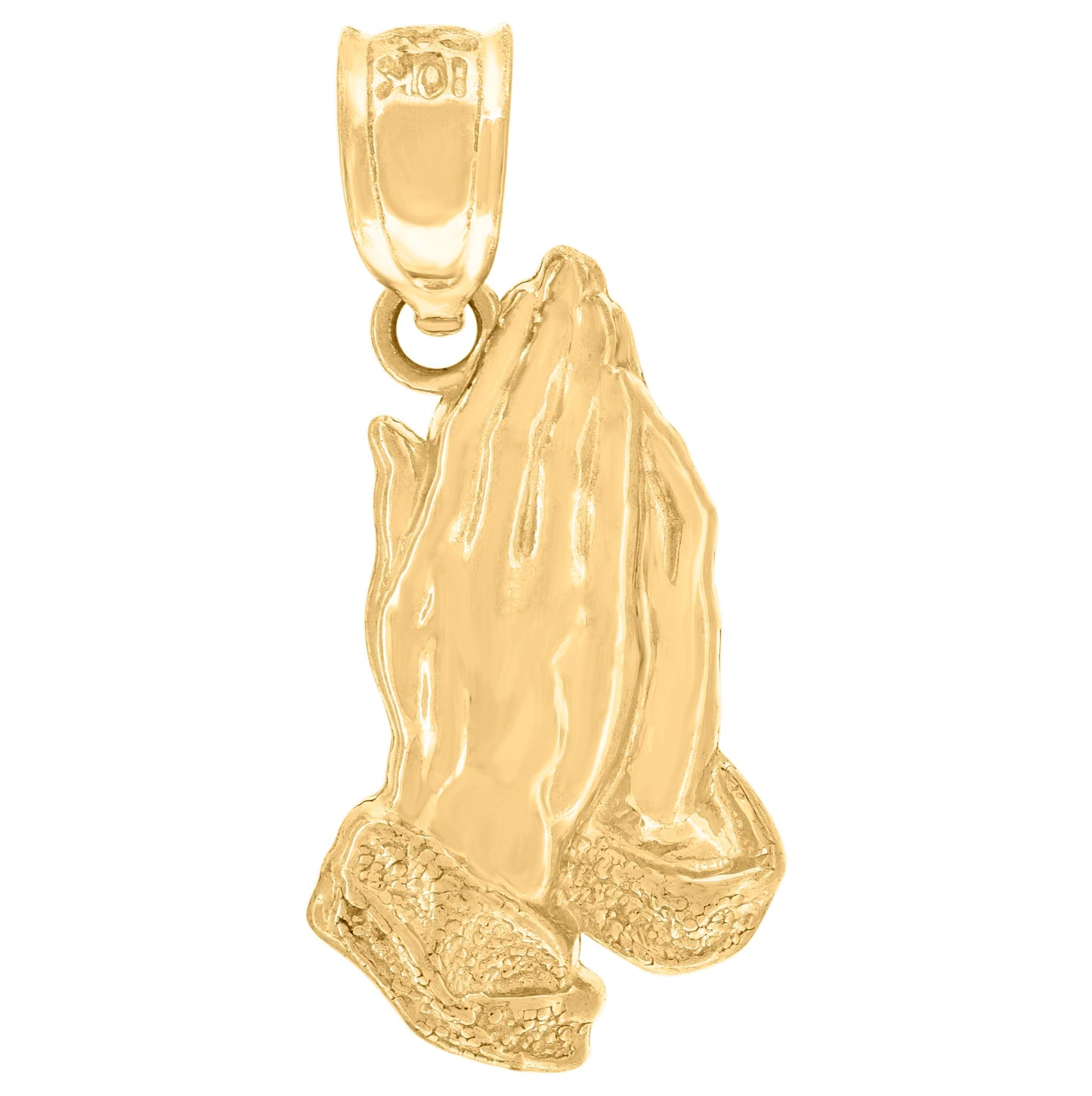 10K Yellow Gold Mens Praying Hands Symbol Religious Charm Pendant