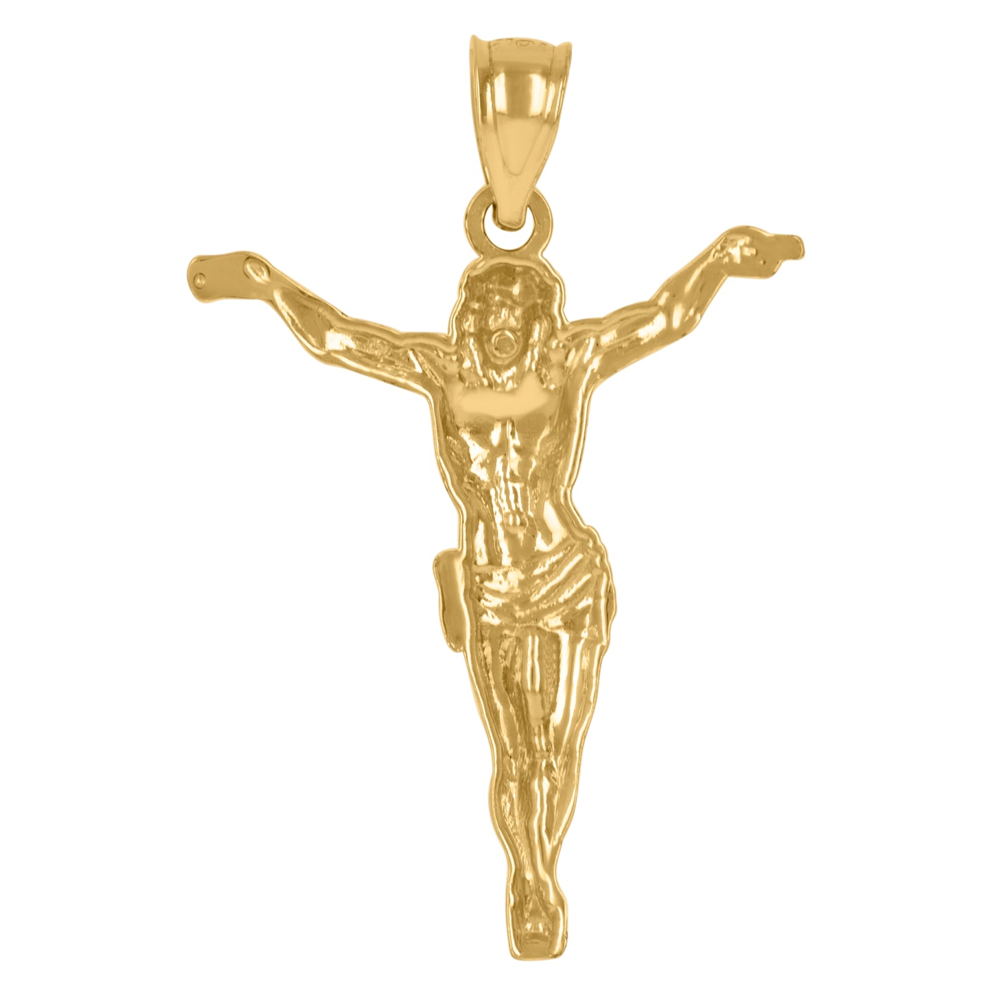 10K Yellow Gold Mens Crucifix Religious Charm Pendant
