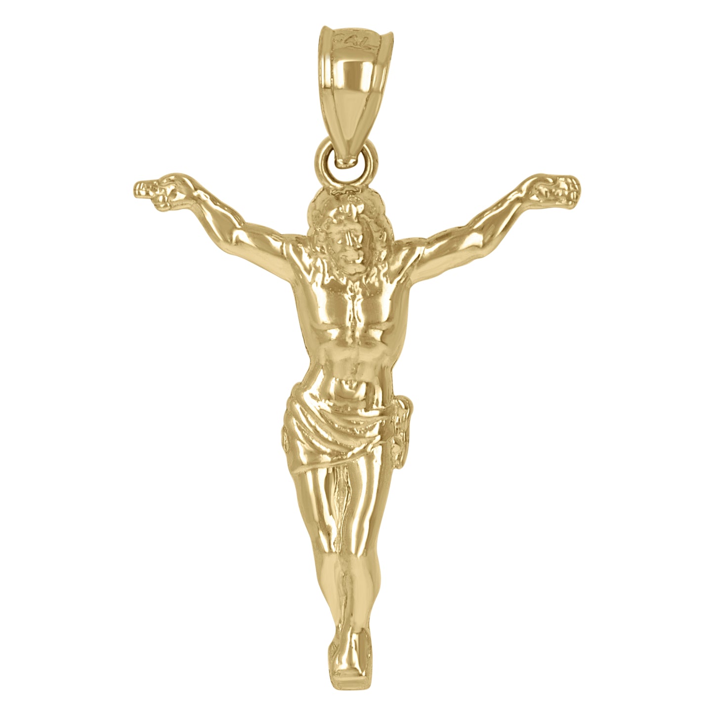 10K Yellow Gold Mens Crucifix Religious Charm Pendant