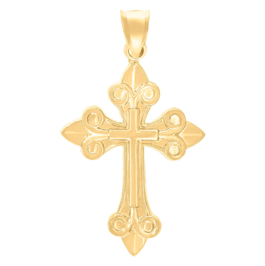 10K Yellow Gold Mens Cross Religious Charm Pendant