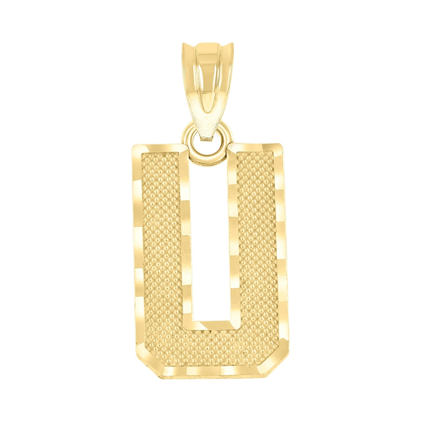10K Yellow Gold Unisex Initial Number Charm Pendant