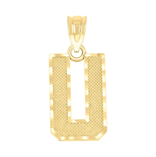 10K Yellow Gold Unisex Initial Number Charm Pendant