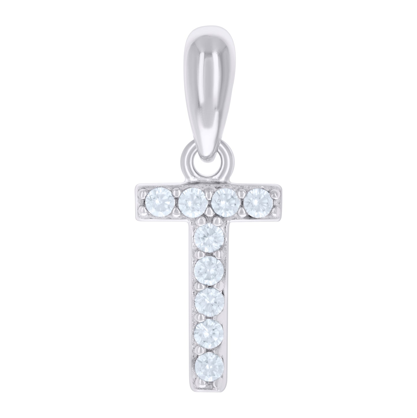 Sterling Silver Or Yellow-Tone Unisex Cubic-Zirconia Initial Alphabet Charm Pendant
