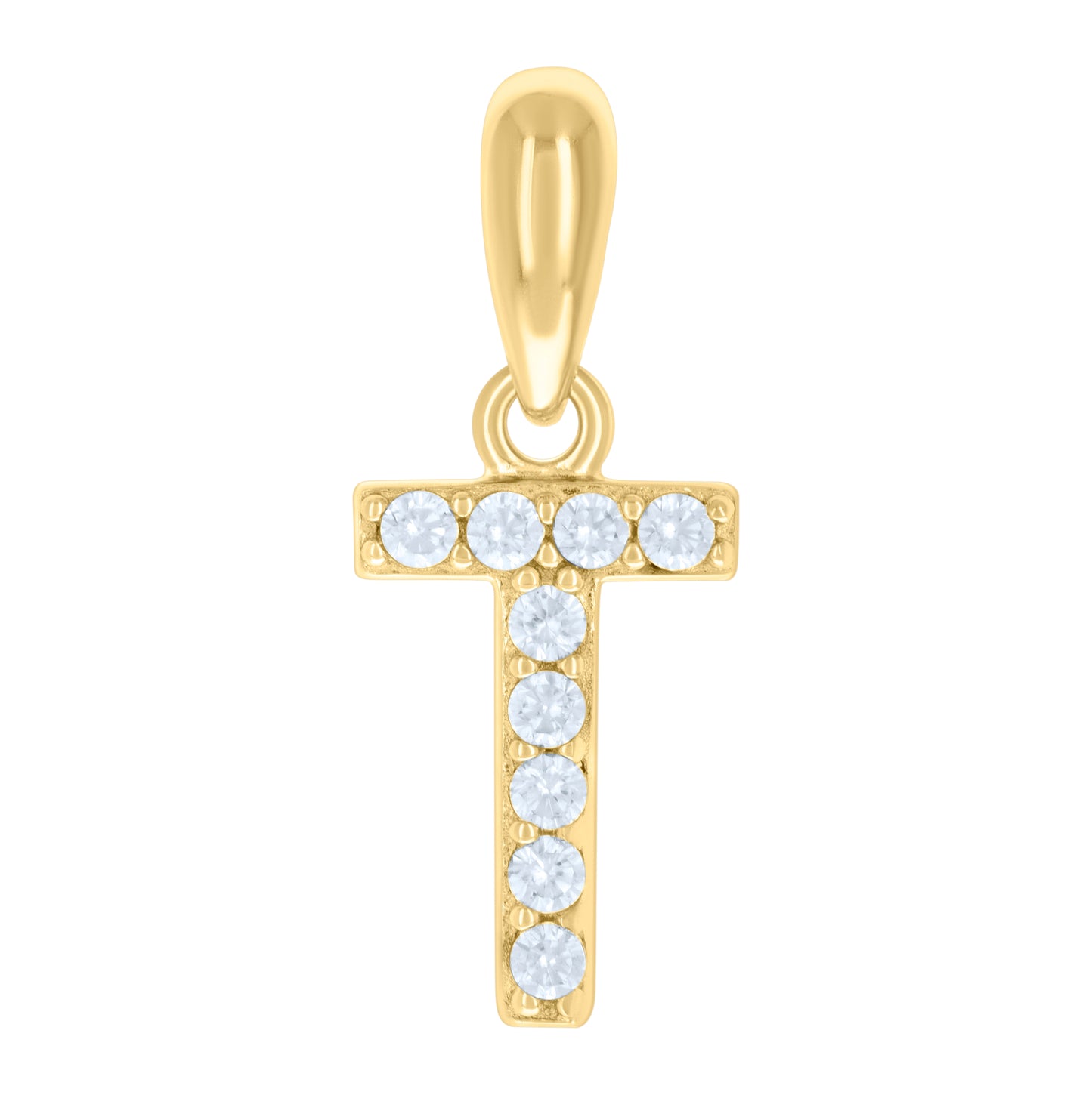 Sterling Silver Or Yellow-Tone Unisex Cubic-Zirconia Initial Alphabet Charm Pendant