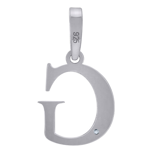 Sterling Silver Unisex Cubic-Zirconia Plain Initial Alphabet G Charm Pendant