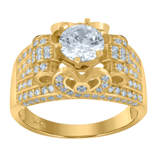 10K Two-Tone Gold Womens Cubic Zirconia Engagement Ring