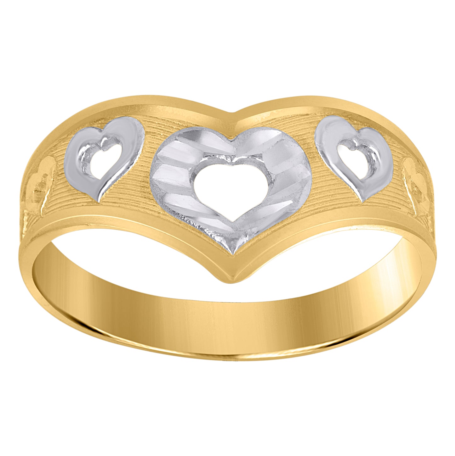 10K Two-Tone Gold Womens Heart Ring