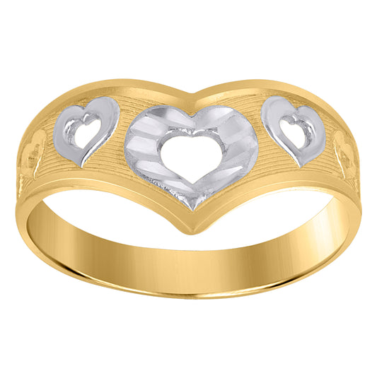 10K Two-Tone Gold Womens Heart Ring