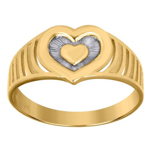 10K Two-Tone Gold Womens Heart Love & Hearts Rings
