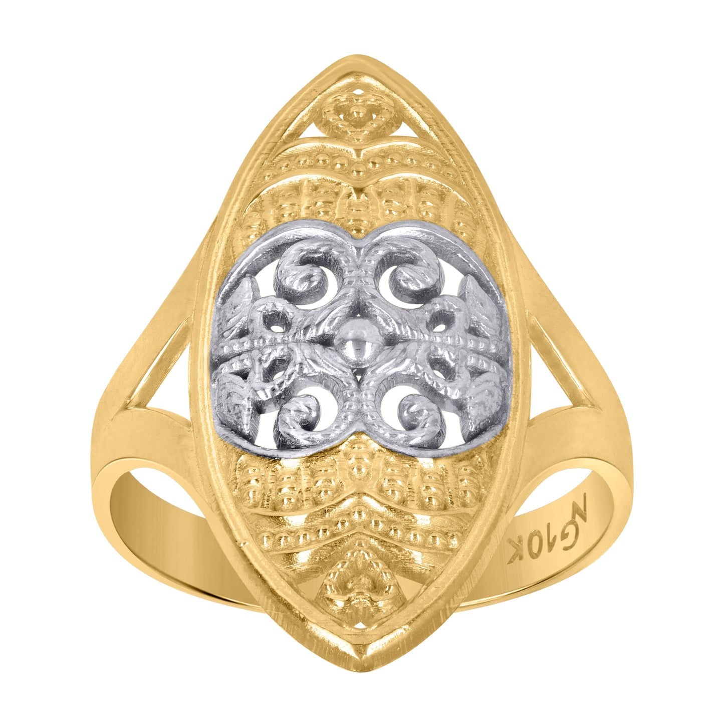 10K Two-Tone Gold Womens Filigree Fashion Rings
