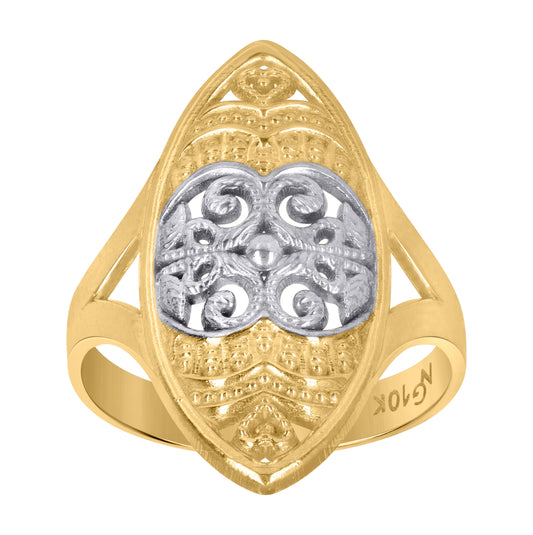 10K Two-Tone Gold Womens Filigree Fashion Rings