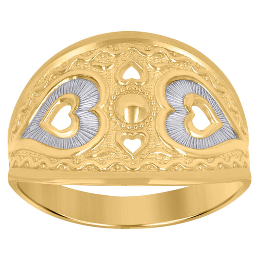 10K Two-Tone Gold Womens Heart Ring