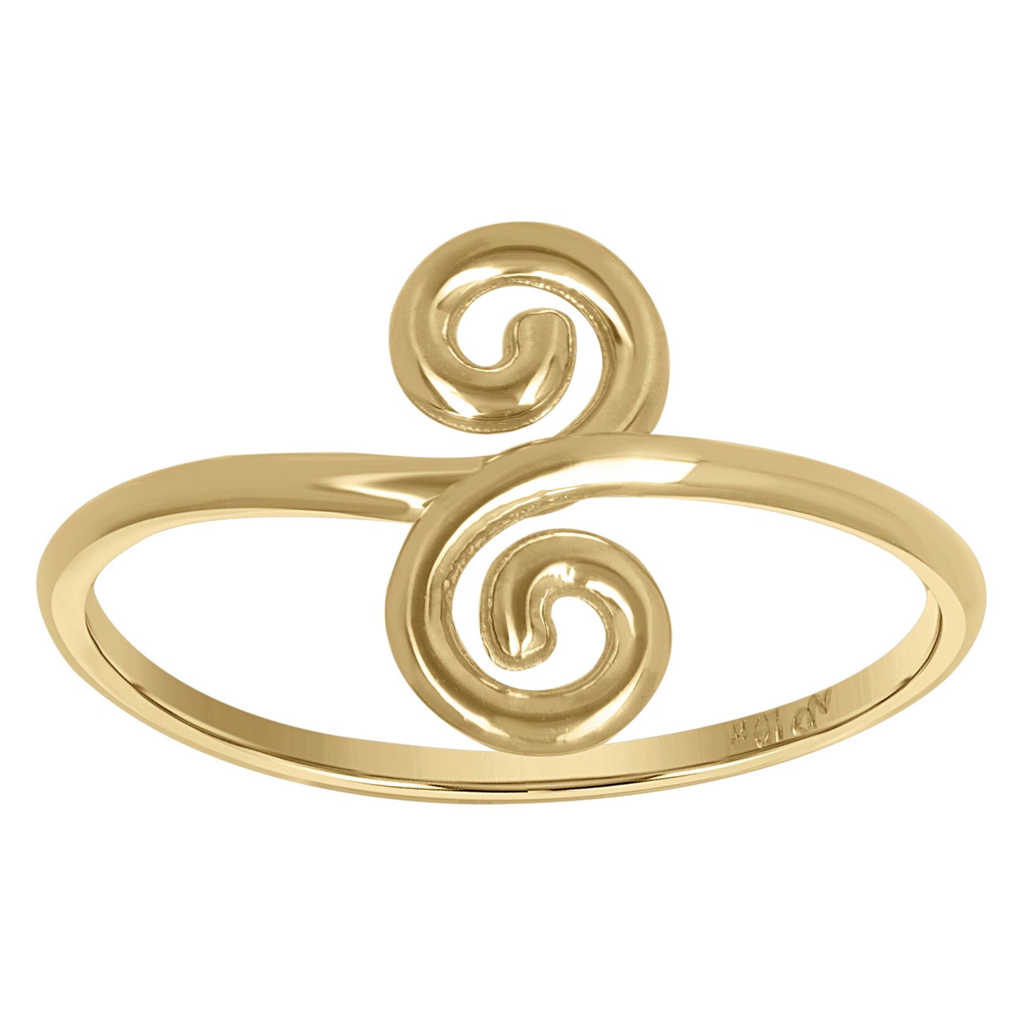 10K Yellow Gold Womens Swirl Fashion Rings