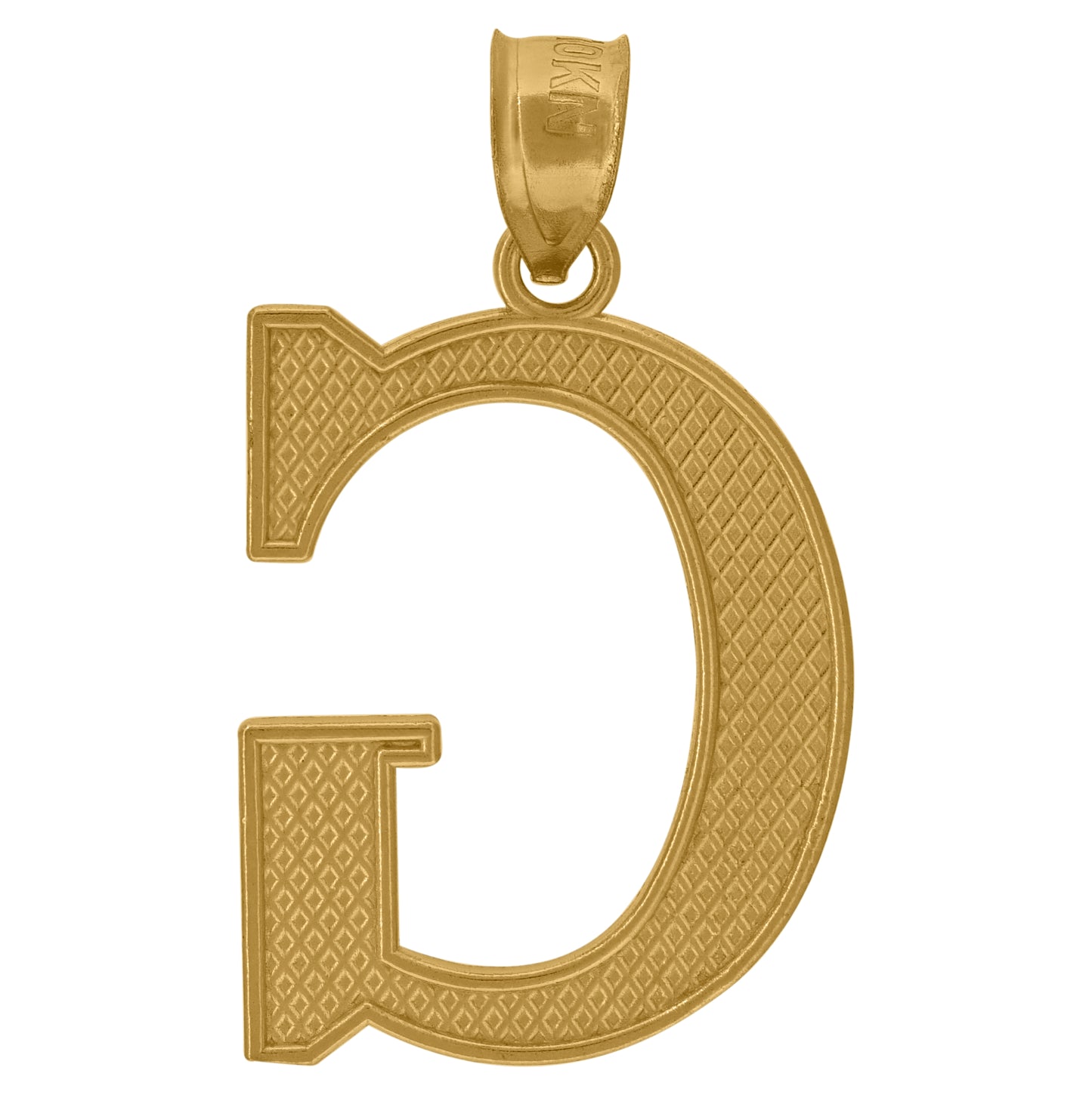 10K Yellow Gold Unisex Diamond-Cut Initial Letter Charm Pendant