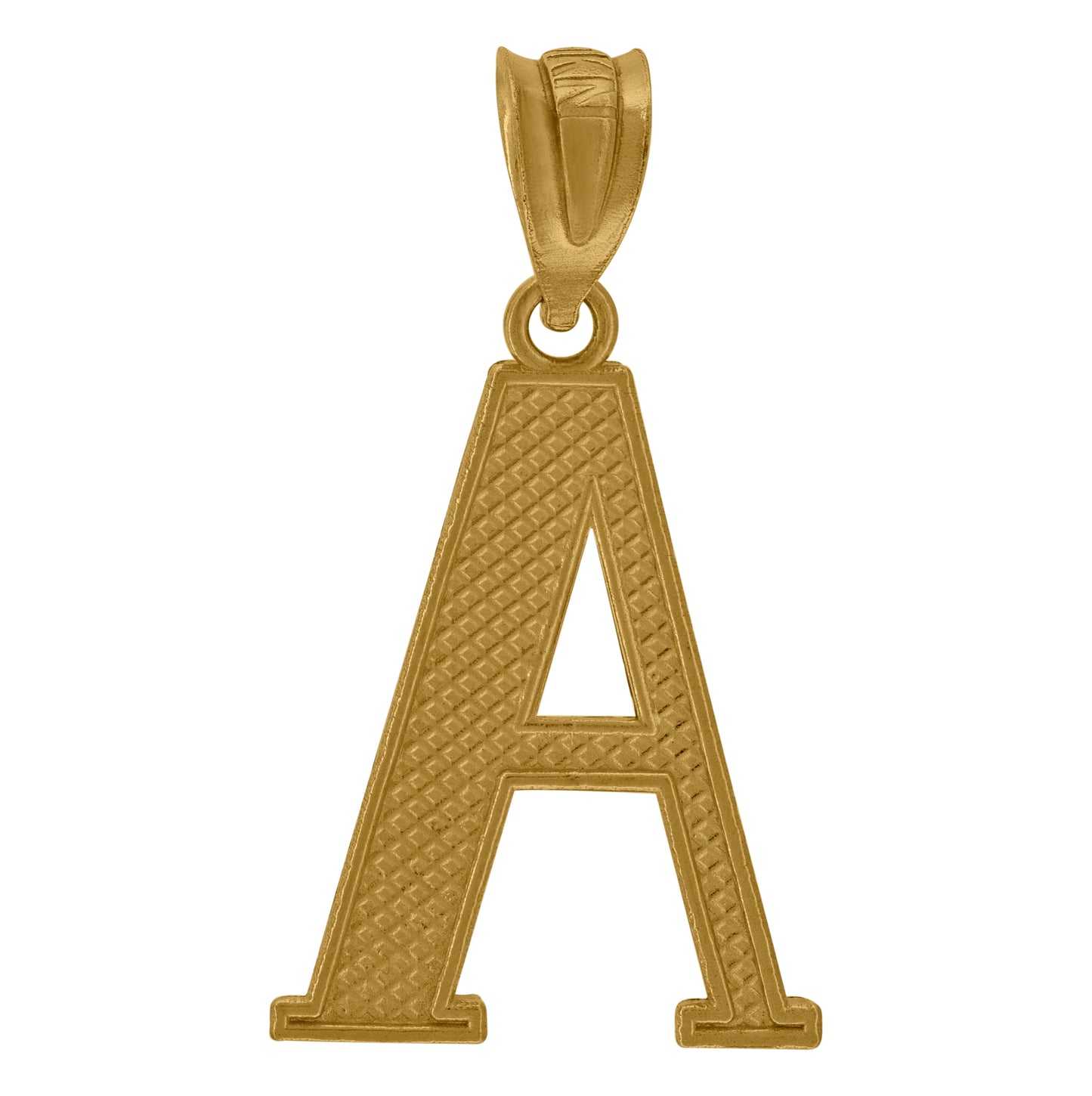 10K Yellow Gold Unisex Diamond-Cut Initial Letter Charm Pendant
