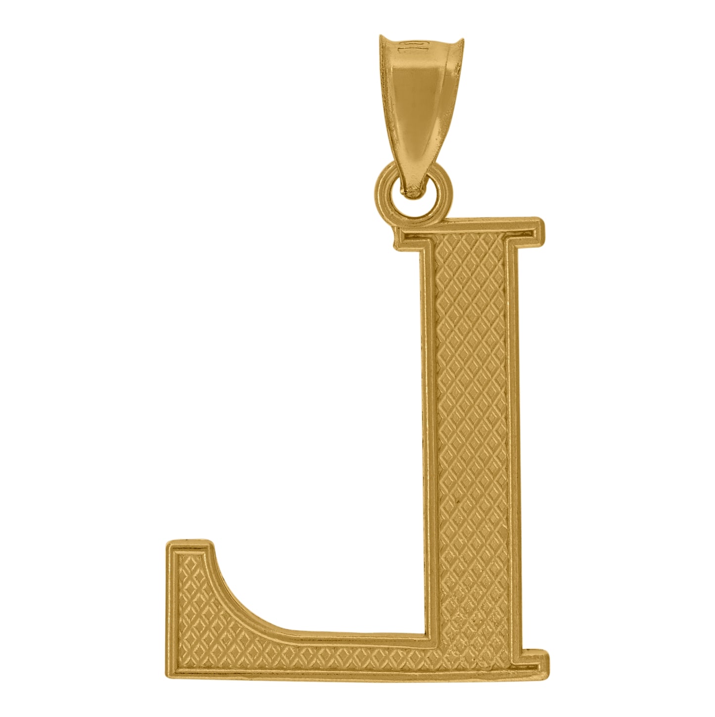 10K Yellow Gold Unisex Diamond-Cut Initial Letter Charm Pendant