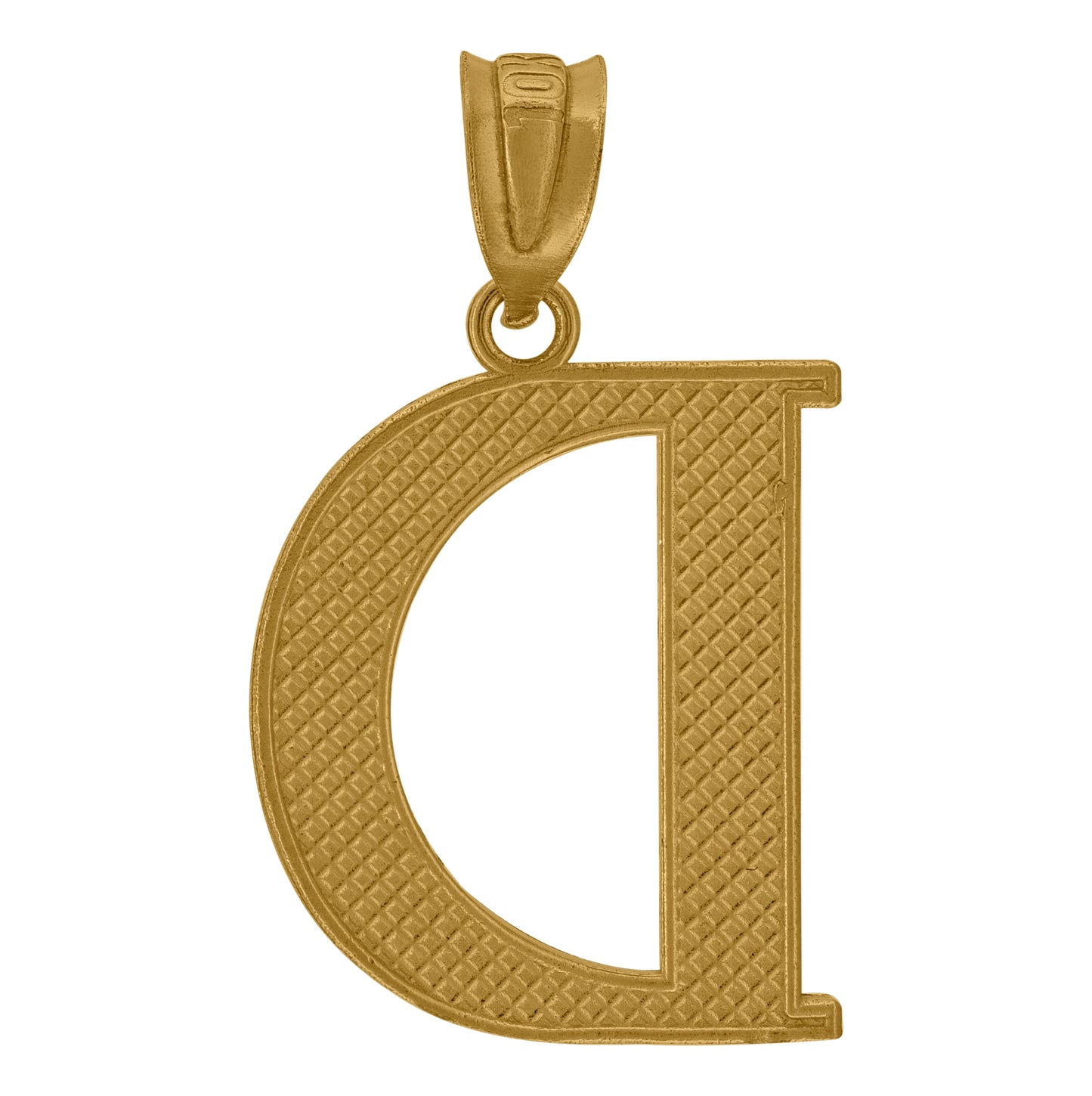 10K Yellow Gold Unisex Diamond-Cut Initial Letter Charm Pendant