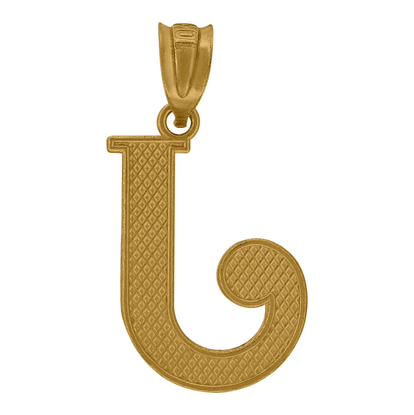 10K Yellow Gold Unisex Diamond-Cut Initial Letter Charm Pendant