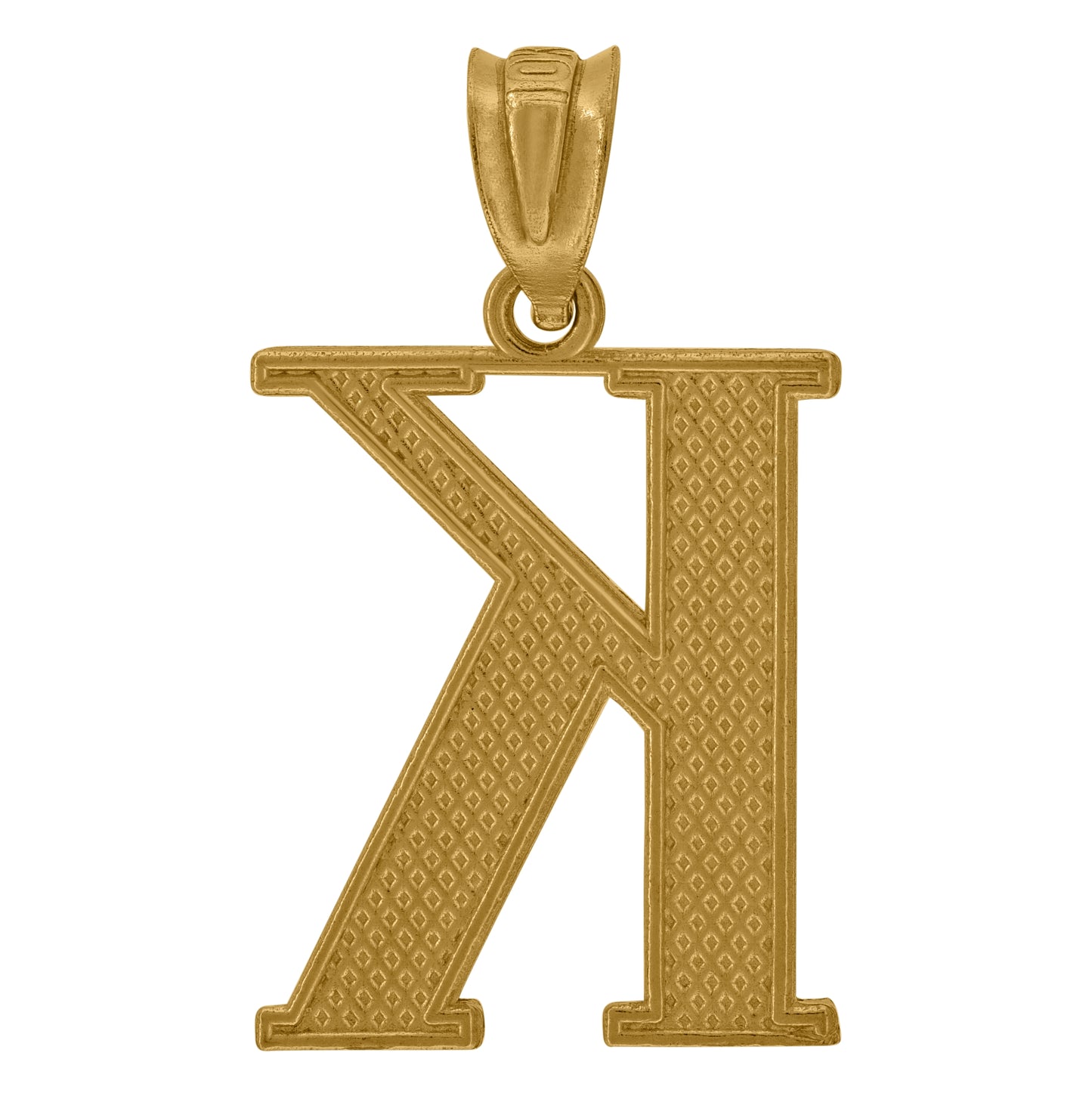 10K Yellow Gold Unisex Diamond-Cut Initial Letter Charm Pendant