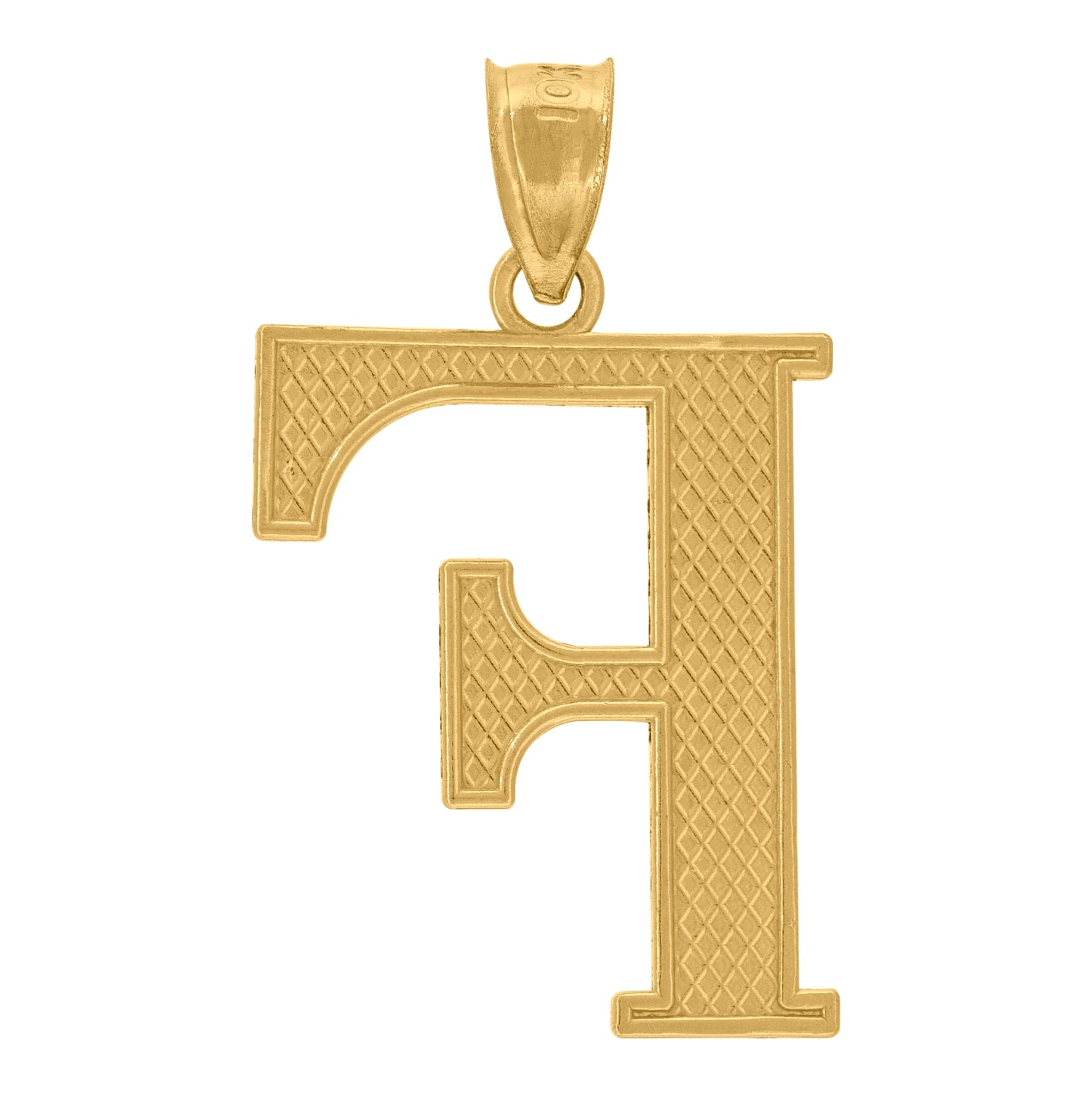 10K Yellow Gold Unisex Diamond-Cut Initial Letter Charm Pendant