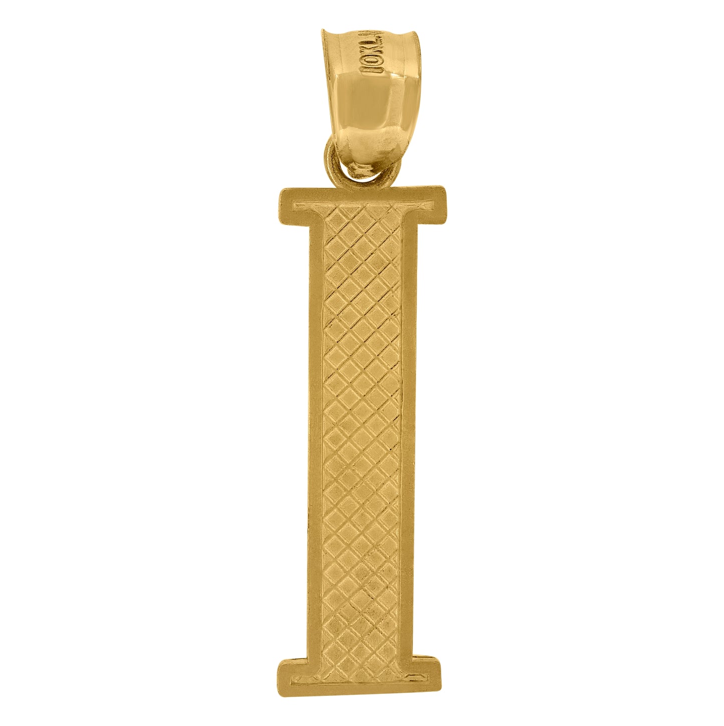 10K Yellow Gold Unisex Diamond-Cut Initial Letter Charm Pendant