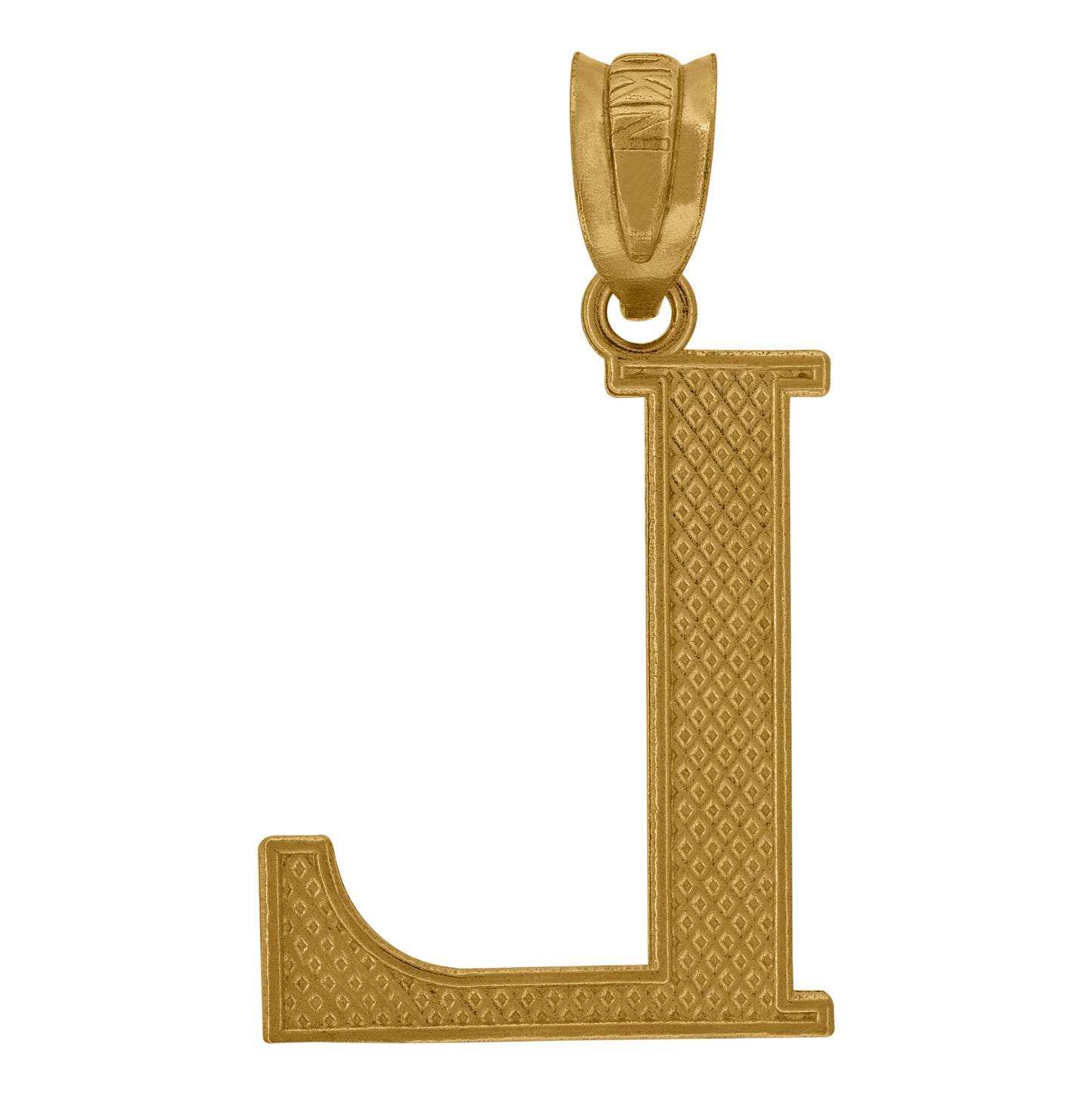 10K Yellow Gold Unisex Diamond-Cut Initial Letter Charm Pendant