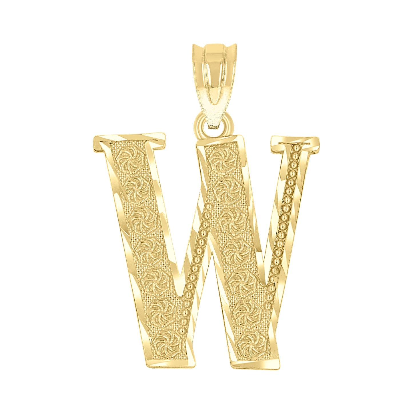 10K Yellow Gold Unisex Diamond-Cut Initial Letter Charm Pendant
