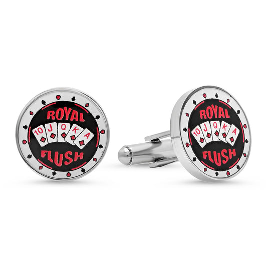 Stainless Steel Mens Royal Flush Cufflinks