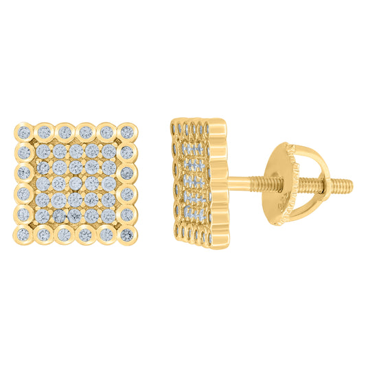 Sterling Silver Yellow-Tone Womens Cubic Zirconia Square Stud Earrings